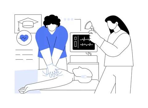 CPR nursing isolated cartoon vector illustrations. Illustrazione stock