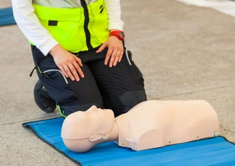 CPR training with dummy Foto stock