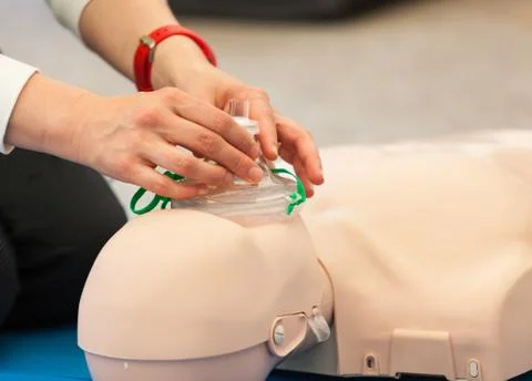 CPR training with dummy Foto stock