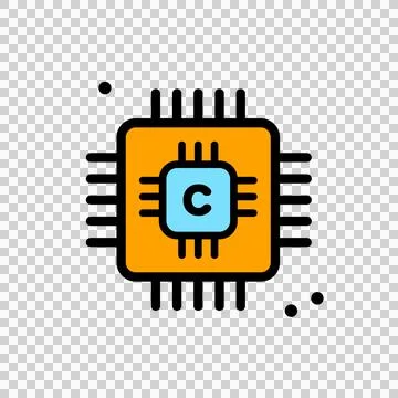 Cprogramming chip icon with black pins ideal for technology website Stock Illustration