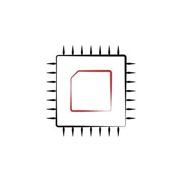 Cpu 2 colored hand drawn icon. Electronics colored element illustration. Outline Stock Illustration