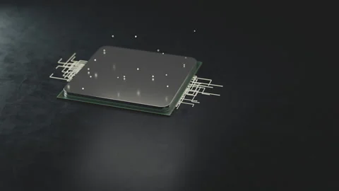 CPU 3D - Technology Background CPU Circuit. 3D Visualization expanding AI Stock Footage 157323106
