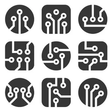 CPU and Chips Icons Set. Vector Stockillustratie