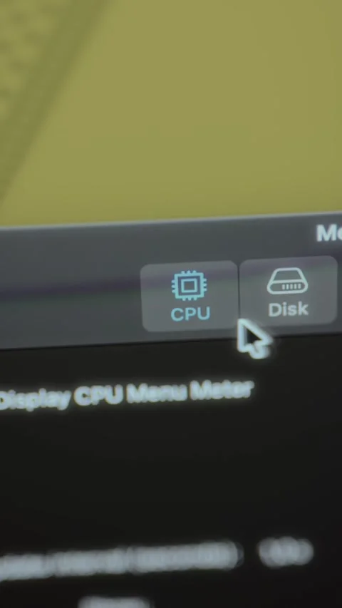 CPU and Disk options to view metrics for different components Stock Footage 327476832
