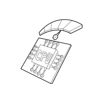 CPU and temperature gauge icon, outline style Stock-Illustration