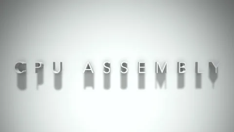 Cpu assembly 3D title animation white text on a white background Stock Footage 299369472