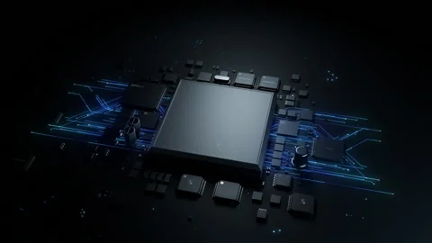 The CPU is attached to the chip with the effect of a computing process. semic Stock Footage 228606266