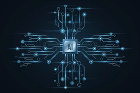 CPU background. Artificial intelligence. Computer circuit board. High tech mo Stock Illustration