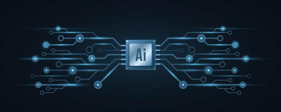 CPU background. Artificial intelligence concept. Computer circuit board. High Stock Illustration