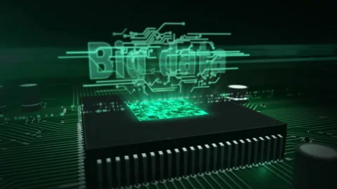 CPU on board with big data hologram Stock Footage 106833426