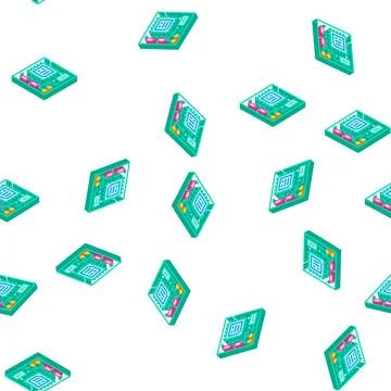 Cpu board isometric icon seamless pattern Ilustración de archivo