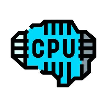 Cpu brain chip processing artificial intelligence technology 库存插图