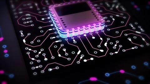 CPU Brain in Circuit Head 動画素材 121475196