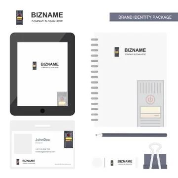 CPU Business Logo, Tab App, Diary PVC Employee Card and USB Brand Stationary  Stock Illustration