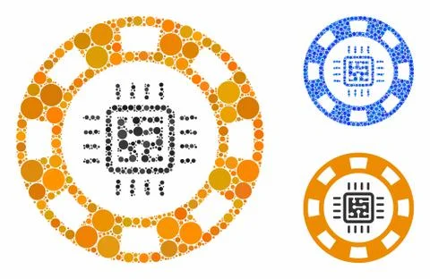 CPU Casino Chip Composition Icon of Spheric Items Ilustração Stock