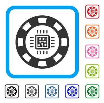 Cpu Casino Chip Framed Icon Illustrazione stock