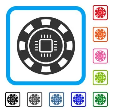 Cpu Casino Chip Framed Icon Stock Illustration