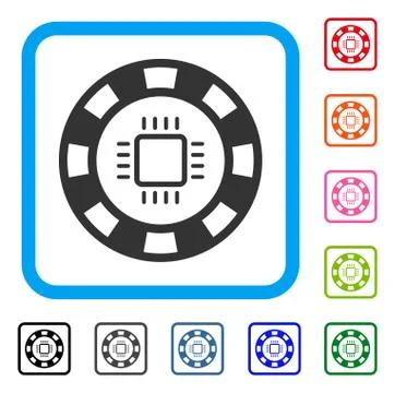 Cpu Casino Chip Framed Icon Stock Illustration
