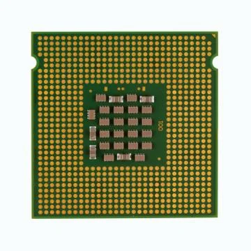 CPU (Central Processing Unit) of computer. Top view. Isolated on white. Foto stock