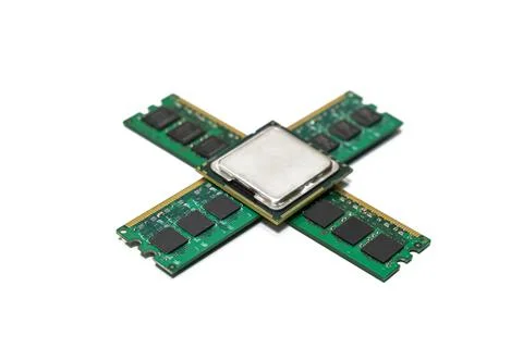 Cpu (central processing unit) computer microprocessor in the background RAM 스톡 사진