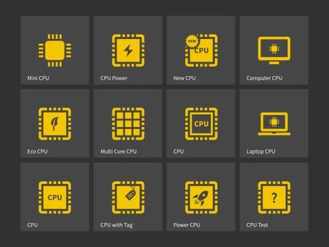 CPU, Central Processing Unit icons Illustrazione stock