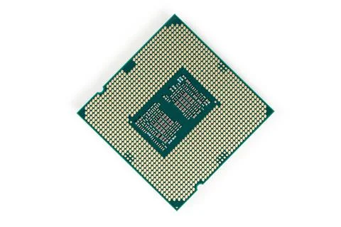 CPU Central Processing Unit or Microchip Computer isolated on white backgroun Stock Photos