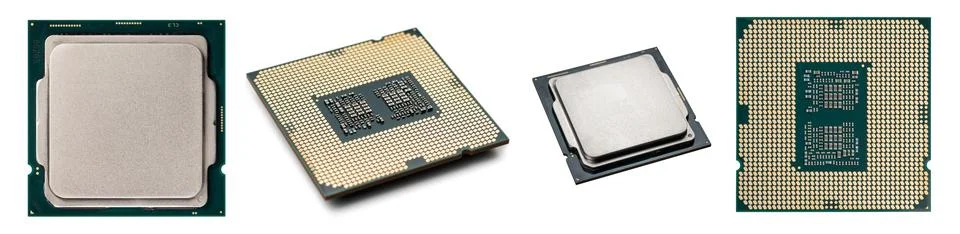 CPU Central Processing Unit or Microchip Computer isolated on white backgroun 스톡 사진