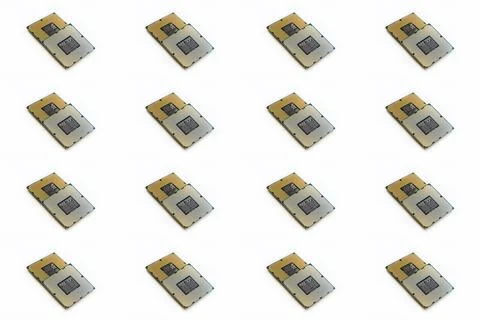 Cpu (Central Processing Unit) pattern or Microchip Computer set on white isol Stock Photos