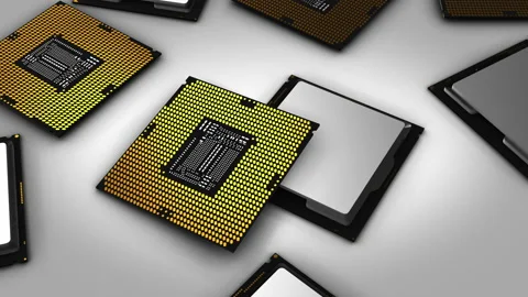 CPU (central processing unit) rotation zoom-in Stock Footage 131872444