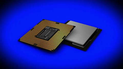CPU (central processing unit) rotation zoom-out - BB Stock Footage 131872499