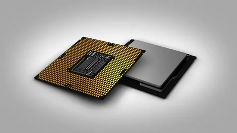 CPU (central processing unit) rotation zoom-out Stock Footage 131873822