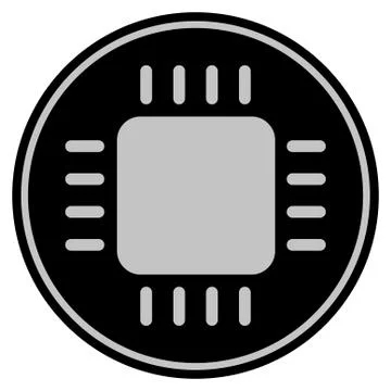 Cpu Chip Black Coin Stock Illustration