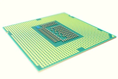 CPU chip, central processor unit, isolated on white with depth of field effects Stock Illustration