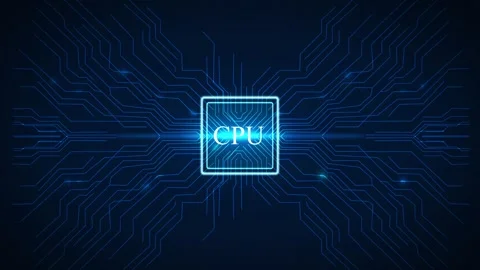 CPU Chip Core With Digital Circuit Network Futuristic Animation  Video stock 346000004
