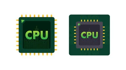 CPU Chip, Data Computing. Database, processign. Vector stock illustration. Stock Illustration