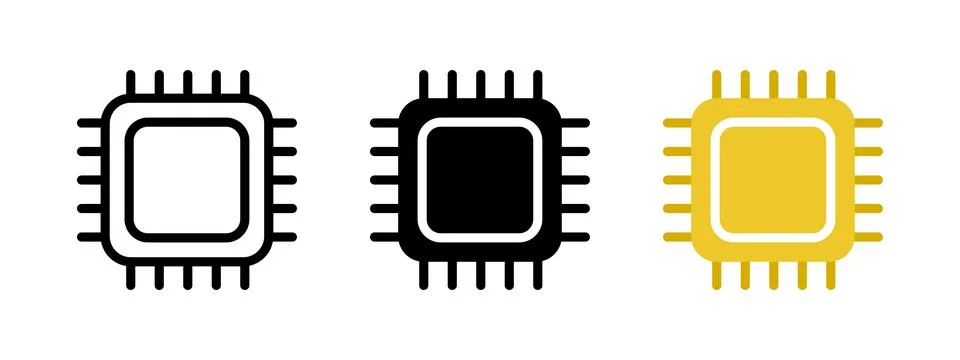 CPU chip icon. Central processor symbol. Chipset core vector illustration. .. Stock Illustration