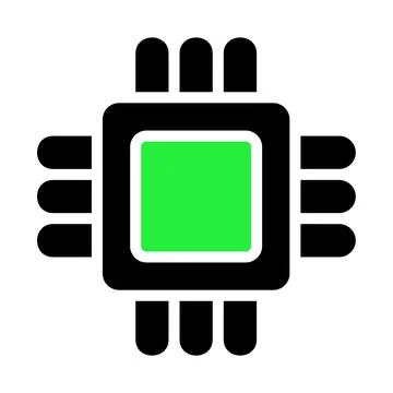 CPU Chip Icon.  Modern Technology, Computer Hardware, Microprocessor. Illustrazione stock