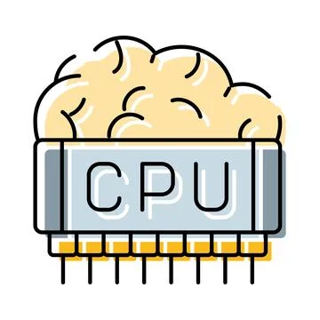 Cpu chip integrating brain for artificial intelligence Stock Illustration