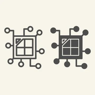 Cpu chip line and glyph icon. Processor vector illustration isolated on white Stock Illustration