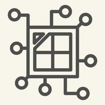 Cpu chip line icon. Processor vector illustration isolated on white. Microchip Illustrazione stock