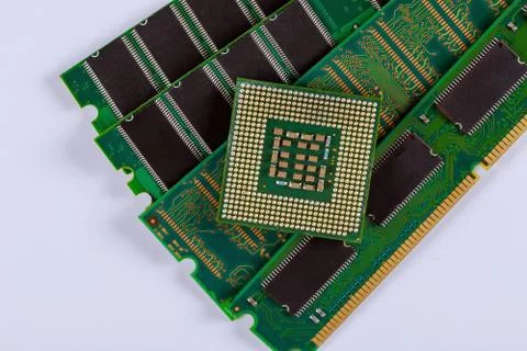 CPU chip processor and RAM memory modules Stock Photos