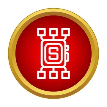 Cpu chip processor connecting to data nodes icon Stock Illustration