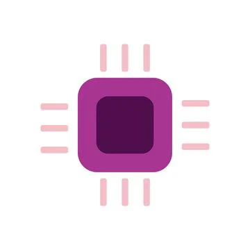 Cpu chip technology vector icon computer electronic processor hardware board. Stockillustratie