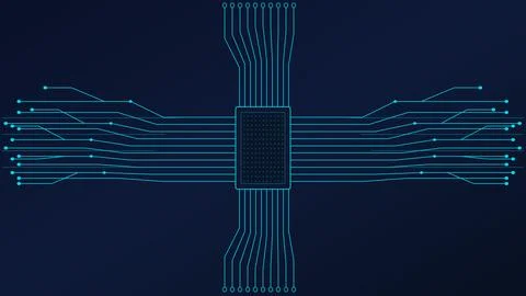 CPU Circuit Background Vector Tech Motherboard Pattern Design 库存插图