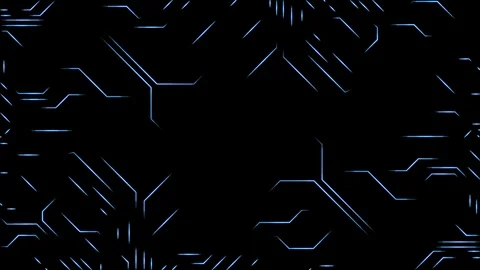 CPU Circuit Board Blue On Black Background - 3D Illustration Stock Footage