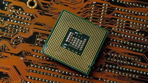 CPU on Circuit Board Stock Footage 304224644