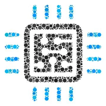 Cpu Circuit Collage of Filled Circles イラスト素材