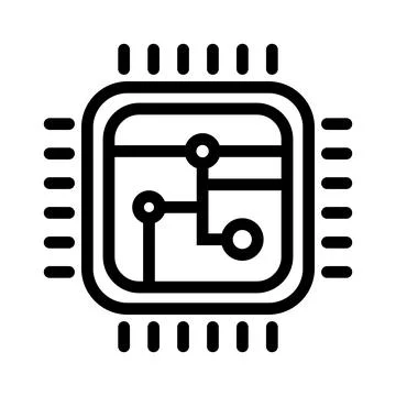 CPU Circuit Icon. Semiconductor. Vector. Stock Illustration