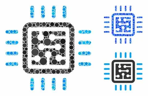 CPU circuit Mosaic Icon of Circles イラスト素材