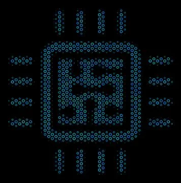 CPU Circuit Mosaic Icon of Halftone Circles イラスト素材